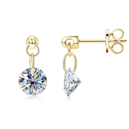 Anziw 925 Sterling Silver 6.5mm 2.0CTTW Moissanite Lab Diamond Drop Dangle Stud Earring for Women Wedding Jewelry Gifts 2026 New