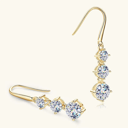 Anziw 3.60CTTW. D VVS1 Moissanite Drop Hook Earrings for Women 925 Silver Sparking Lad Diamond Dangle Earrings Wedding Jewelry