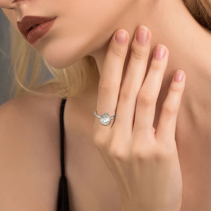 Anziw Original 925 Sterling Sliver Wedding Promise Ring 2.0 Carat Pear Cut Moissanite Ring Bands for Women Engagement Jewelry
