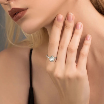 Anziw Original 925 Sterling Sliver Wedding Promise Ring 2.0 Carat Pear Cut Moissanite Ring Bands for Women Engagement Jewelry