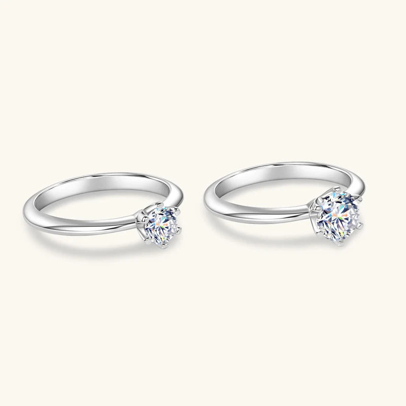 Anziw S925 0.5CT 1CT Moissanite Wedding Engagement Wedding Solitaire Ring for Women 925 Sterling Silver Classic Finger Jewelry