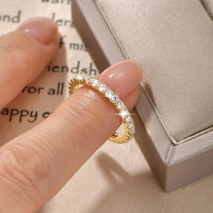 Anziw 2mm D Color Full Moissanite Ring for Women Sparkling Wedding Eternity Band 14k Gold Filled Wedding Engagement Ring Jewelry