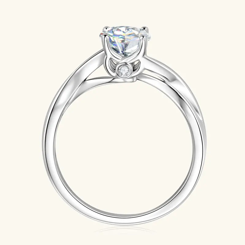 Anziw Vintage 1.0CT 6.5mm Moissanite Ring for Women Real 925 Silver 18k Gold Plated Twist Shank Finger Rings Wedding Engagement
