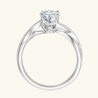 Anziw Vintage 1.0CT 6.5mm Moissanite Ring for Women Real 925 Silver 18k Gold Plated Twist Shank Finger Rings Wedding Engagement