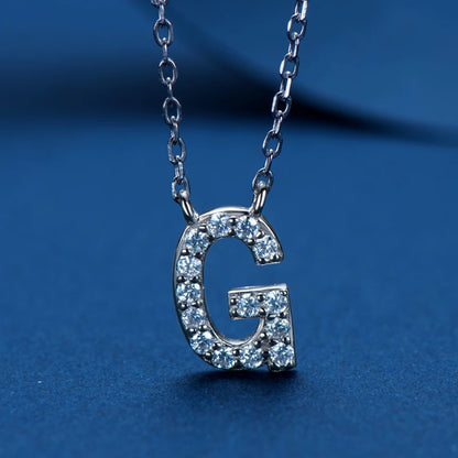 Anziw Initial Moissanite 26 Letter Pendant Necklace for Women Men Real Silver 925 Name Pendant Fine Jewelry Valentine's Day Gift