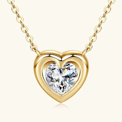 Anziw Love Heart Full Moissanite Solitaire Pendant Necklace for Women 925 Silver Chain Adjustable Collar Jewelry Gift Valentines