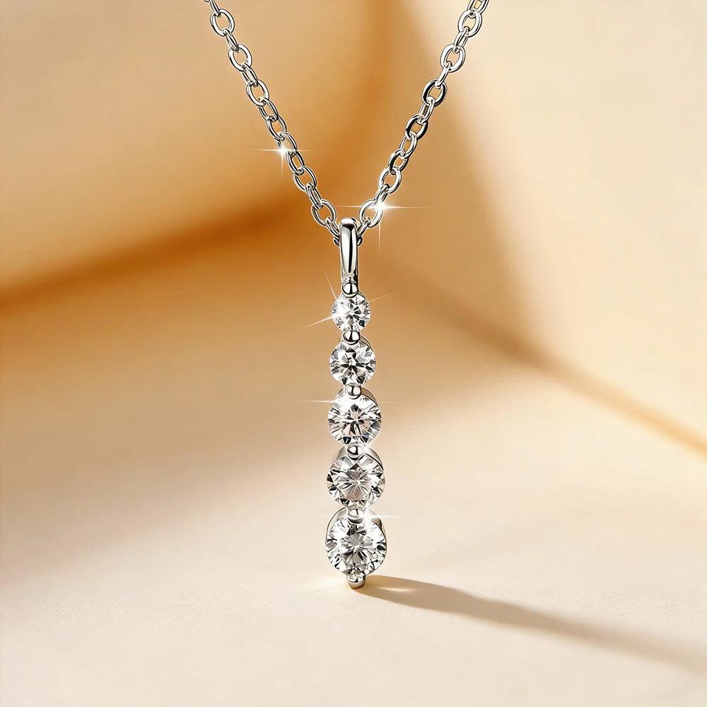 Anziw 0.92cttw D VVS1 Moissanite Pendant Necklace for Women 5-Stone Pendant 14K Gold Filled Collar 2026 Jewelry Valentine's Gift