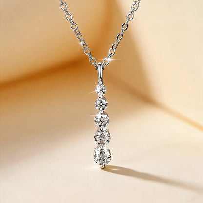 Anziw 0.92cttw D VVS1 Moissanite Pendant Necklace for Women 5-Stone Pendant 14K Gold Filled Collar 2026 Jewelry Valentine's Gift