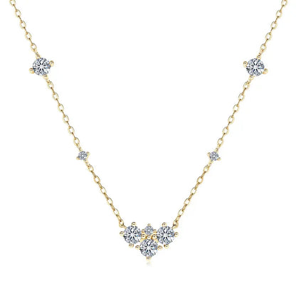 2025 New 4mm&2mm D Color Moissanite Pendant Necklace Plated 18K Gold 925 Silver Chain Jewelry Certified for Women Girl Gifts