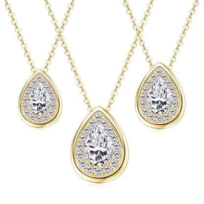 2025 2CT 1.5CT 1CT Pear Cut D Moissanite Waterdrop Pendant Necklace for Women 925 Silver Adjustable Chain Certified Fine Jewelry