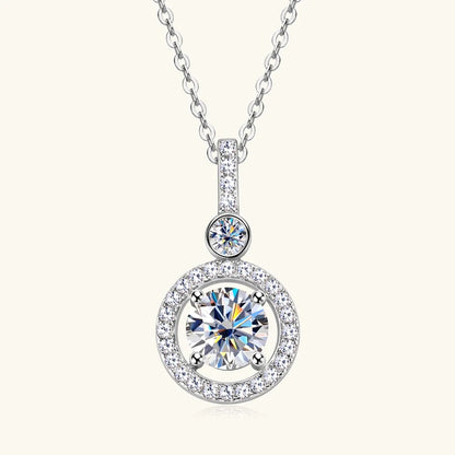 Anziw 925 Sterling Silver Pendant Necklace Moissanite 6.5mm 1.33CTW. Round Cut Birthday Party Valentine Day Gift Women Jewelry