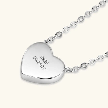 Anziw Love Heart Full Moissanite Solitaire Pendant Necklace for Women 925 Silver Chain Adjustable Collar Jewelry Gift Valentines