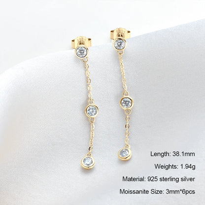 Anziw 925 Moissanite Star Tassel Drop Dangle Earrings for Women Real S925 Silver Studs Earrings Certified Fine Jewelry Gift Girl