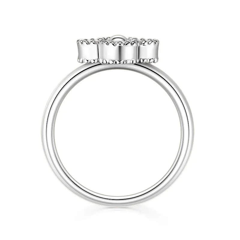 Anziw 0.30CT 4MM Moissanite Ring for Women Real 925 Silver Ring Fashion Clover Flower Finger Jewelry Christmas Valentine's Gifts