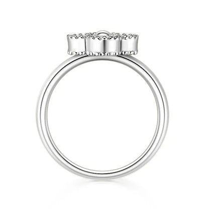 Anziw 0.30CT 4MM Moissanite Ring for Women Real 925 Silver Ring Fashion Clover Flower Finger Jewelry Christmas Valentine's Gifts