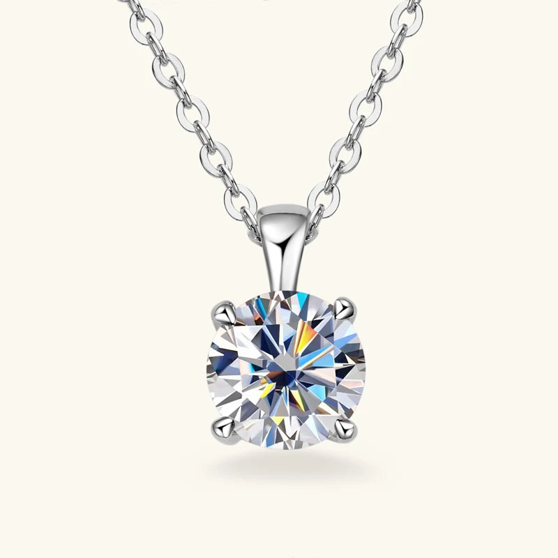 1.0 carat 2ct 3ct D Moissanite Solitaire Drop Necklaces 18k Gold Plated Pendant Original Real 925 Silver Chain Jewelry for Women