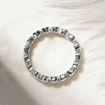 Anziw 2026 Trendy Full Eternity Ring 3mm Moissanite Bezel Bands for Women Couples Real 925 Sliver Finger Jewelry Valentine Gift