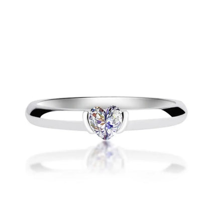 Anziw Rose Gold Color 0.5ct Heart Shaped Moissanite Solitaire Engagement Ring Silver 925 for Women Promise Wedding Bands Jewelry