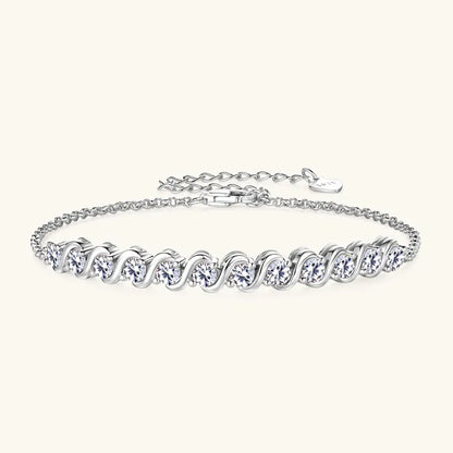 Anziw Real 3mm D Color Moissanite Infinity Bracelet for Women 925 Silver Adjustable Chain 2025 Trend Certified Fine Jewelry Gift