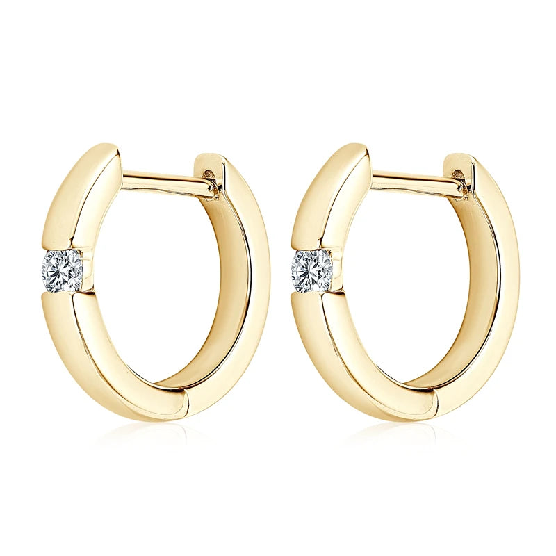 Real Moissanite Mini Hoops Earrings 925 Sterling Silver for Women Men D Color 2.5mm Simple Single Diamond Earrings Fine Jewelry