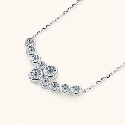 Anziw 4mm&3mm Bubble Moissanite Curved Pendant Necklace for Women 925 Silver Collar French Unique Jewelry 2025 Anniversary Gift