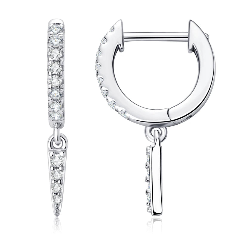 Personalized Triangular Moissanite Drop Earrings 100% Silver 925 Hoop Huggie Earring For Women Gift Jewelry with Certificate