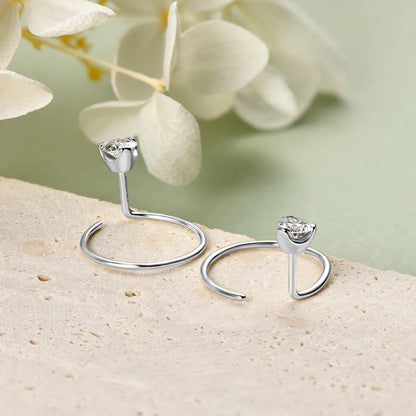 Anziw 100% 925 Silver Circle Piercing Earrings for Women 4mm 0.3ct Moissanite Earring Studs Threader Wedding Party Jewelry 2024