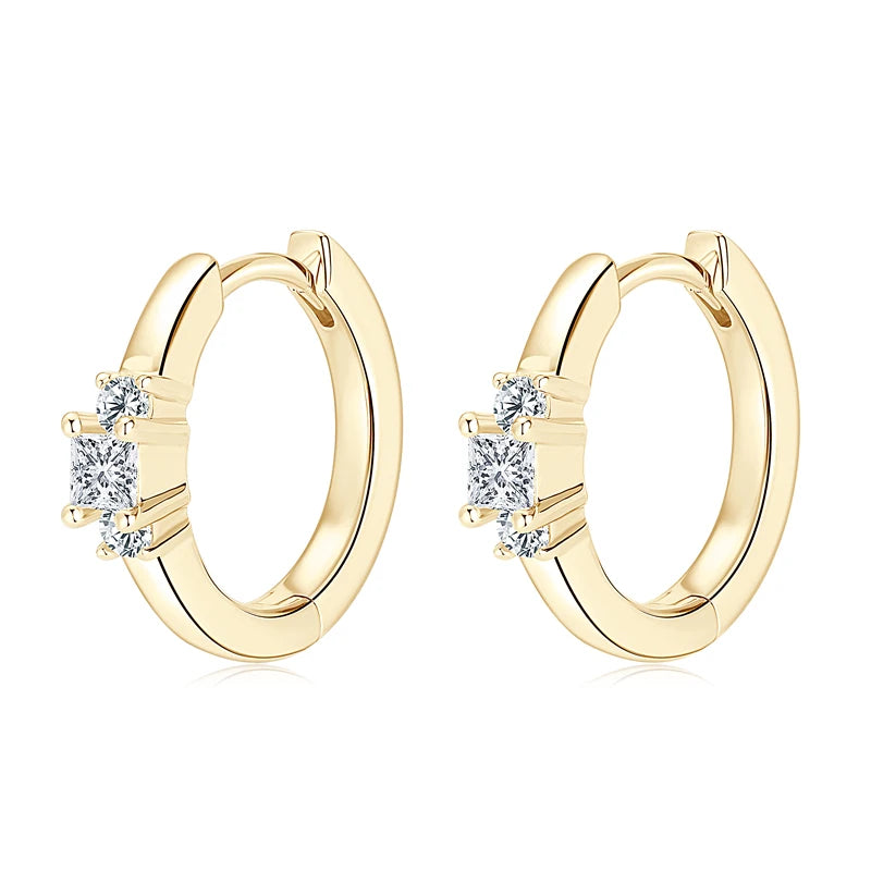 Real Moissanite Mini Hoops Earrings 925 Sterling Silver for Women Men D Color 2.5mm Simple Single Diamond Earrings Fine Jewelry