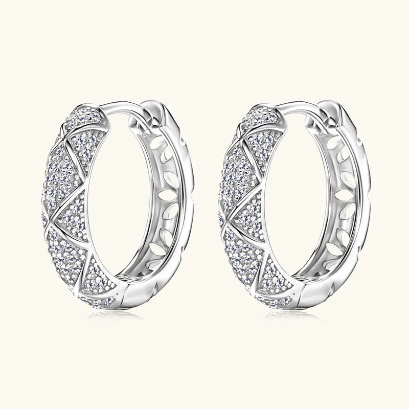 Anziw 2025 New Pave D Moissanite Hoop Huggies Earrings 925 Silver for Women S925 Trendy Fine Jewelry Certified lab Diamond Gift