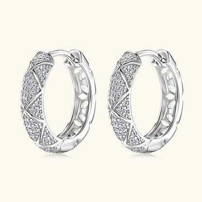 Anziw 2025 New Pave D Moissanite Hoop Huggies Earrings 925 Silver for Women S925 Trendy Fine Jewelry Certified lab Diamond Gift