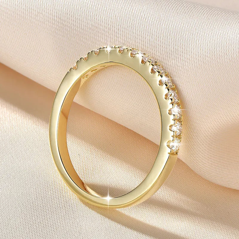 Anziw 2mm D Color Full Moissanite Ring for Women Sparkling Wedding Eternity Band 14k Gold Filled Wedding Engagement Ring Jewelry