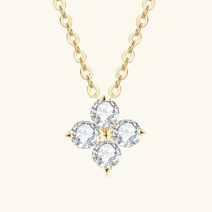 Anziw Lucky Clover Necklace Four Leaf Certified D0.40CT Moissanite Pendant Solid 925 Sterling Silver Women's Charm Jewelry Gift