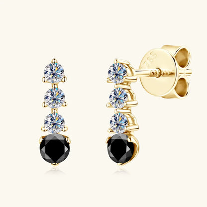 Anziw 0.38CTTW. Black &White Moissanite Drop Stud Earrings for Women Real 925 Silver Anti-allergy Fine Jewelry Gifts 2025 New