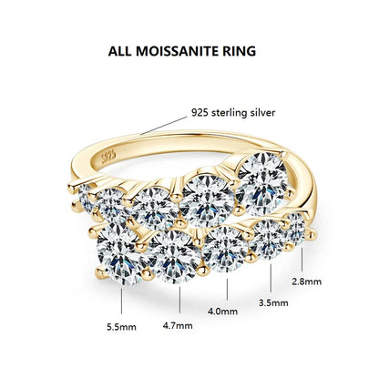 Anziw 3.26cttw D-E Moissanite Wedding Rings Woman Sparkling Diamond Band 10 Stone Engagement Ring 925 Silver Jewelry Certificate