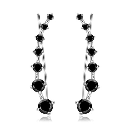 Anziw 925 Silver Full Moissanite Earrings Climber 7 Star Crawler Stud Ear Cuff for Women Black White Moissanite Jewelry Gifts