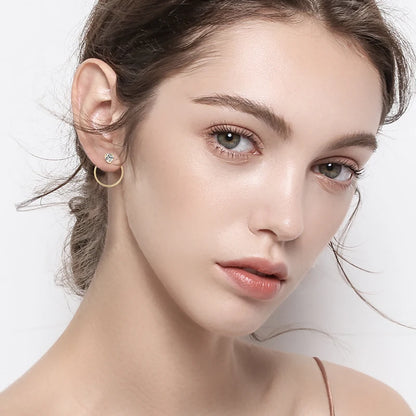 Anziw 100% 925 Silver Circle Piercing Earrings for Women 4mm 0.3ct Moissanite Earring Studs Threader Wedding Party Jewelry 2024