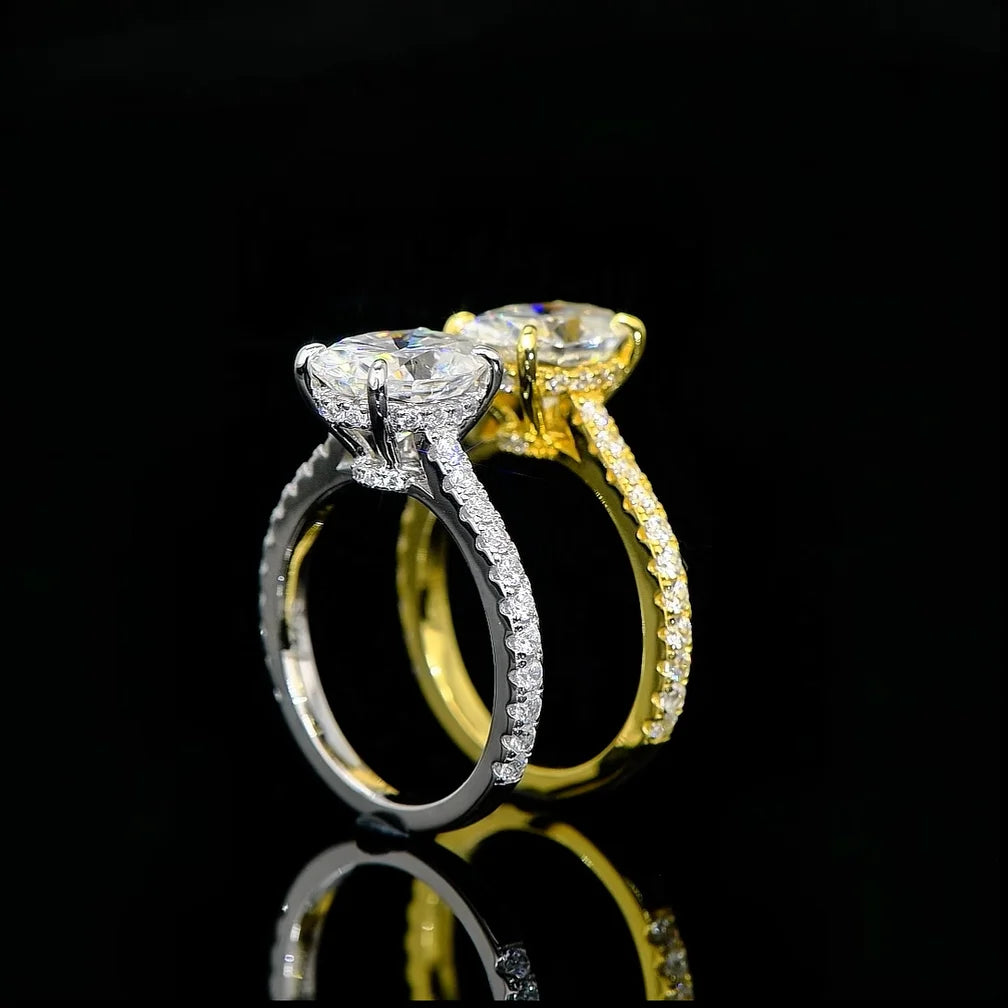 3CT Oval Cut Moissanite Ring for Women 925 Sterling Sliver Vintage Engagement Wedding Promise Band Finger Jewelry Certified Ring