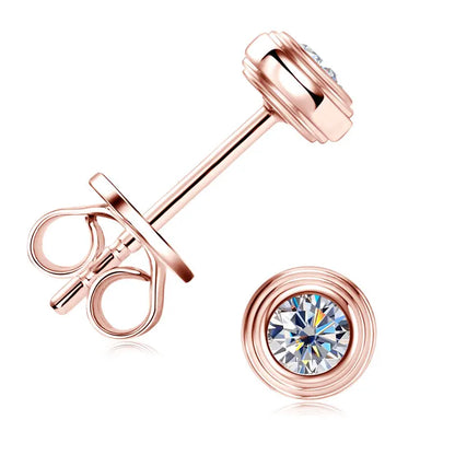 Anziw 3mm D Color Bezel Moissanite Stud Earrings 925 Sterling Silver Earrings Mini Needle for Couple Women Men Valentine's Gift