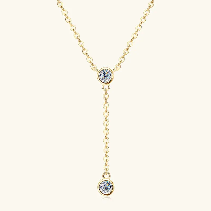 Anziw 3mm D Color Moissanite Y Shape Long Pendant Necklace for Women Adjustable Chain 100% 925 Silver Jewelry Trendy 2025 Gifts