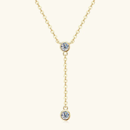 Anziw 3mm D Color Moissanite Y Shape Long Pendant Necklace for Women Adjustable Chain 100% 925 Silver Jewelry Trendy 2025 Gifts