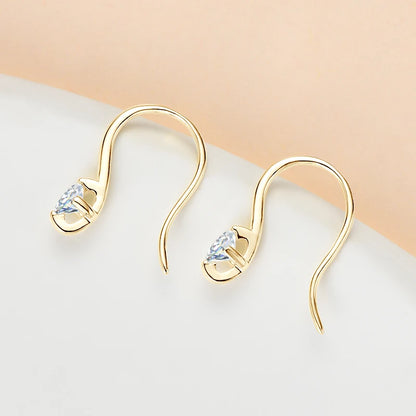 Anziw 2024 4mm Round Moissanite Drop Hook Earrings 100% 925 Silver for Women Original Fine Jewelry Lab Diamond with Certificate
