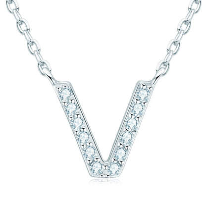 Anziw Initial Moissanite 26 Letter Pendant Necklace for Women Men Real Silver 925 Name Pendant Fine Jewelry Valentine's Day Gift