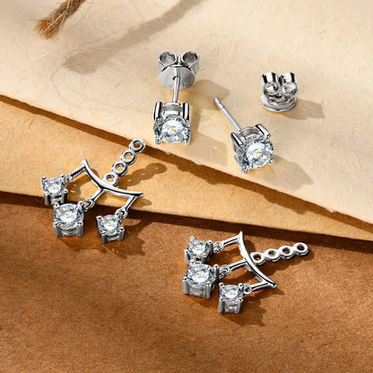 Anziw Trendy Dual Use Earrings Jackets 925 Sterling Silver D Color Moissanite Ear Jacket Studs for Women Jewelry Valentine Gifts