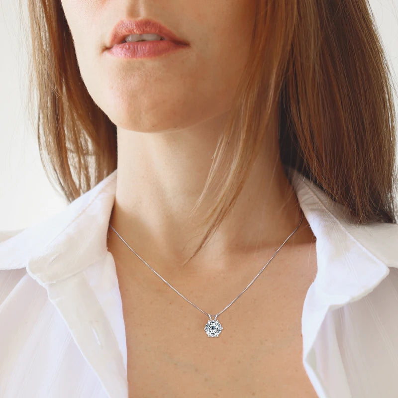 ANZIW Classic 2.0CT 3.0CT Moissanite Pendant Necklace for Women Sparking Diamond Necklaces 925 Silver Jewelry Engagement Gifts
