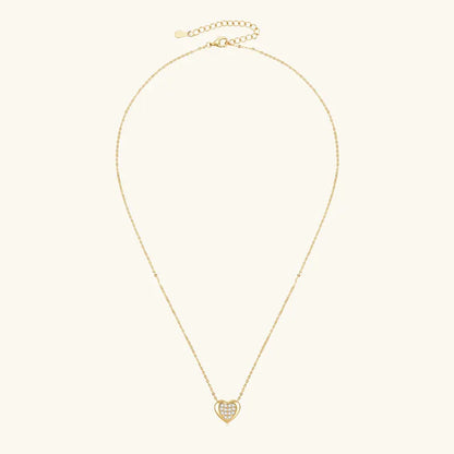 Anziw Love Heart Full Moissanite Solitaire Pendant Necklace for Women 925 Silver Chain Adjustable Collar Jewelry Gift Valentines