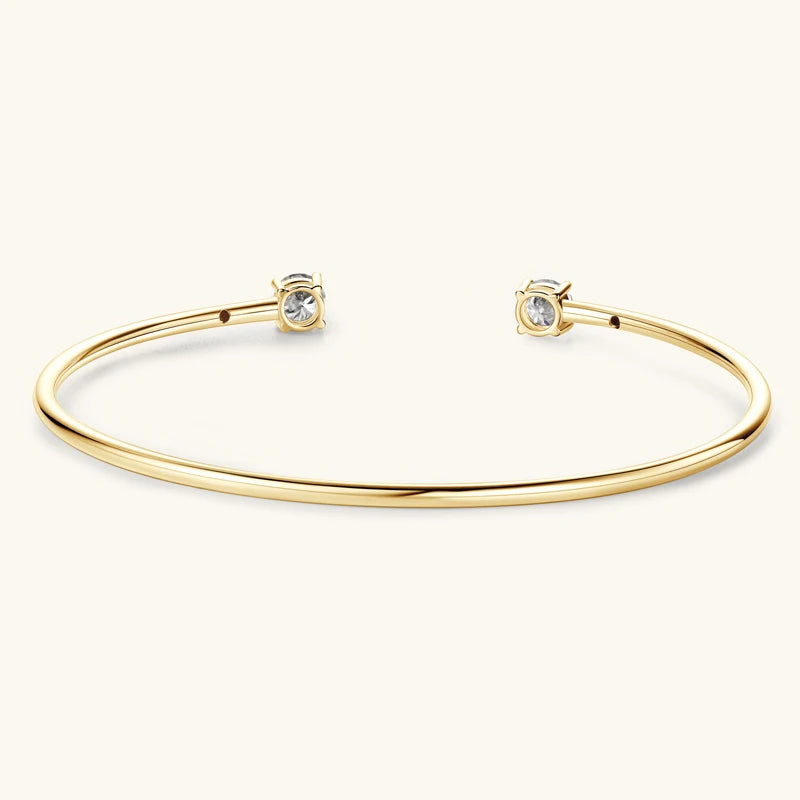 Anziw 5mm 0.5CT D VVS1 Moissanite Bangle Cuff Real 925 Sterling Silver Bracelet for Women Hand Opening Cuffs Fine Jewelry Gifts