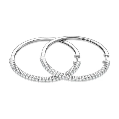 Anziw 2mm Moissanite Hoop Earrings for Women 925 Silver 40mm Large Big Hoops Piercing Earrings Fashion Fine Jewelry Party Gifts