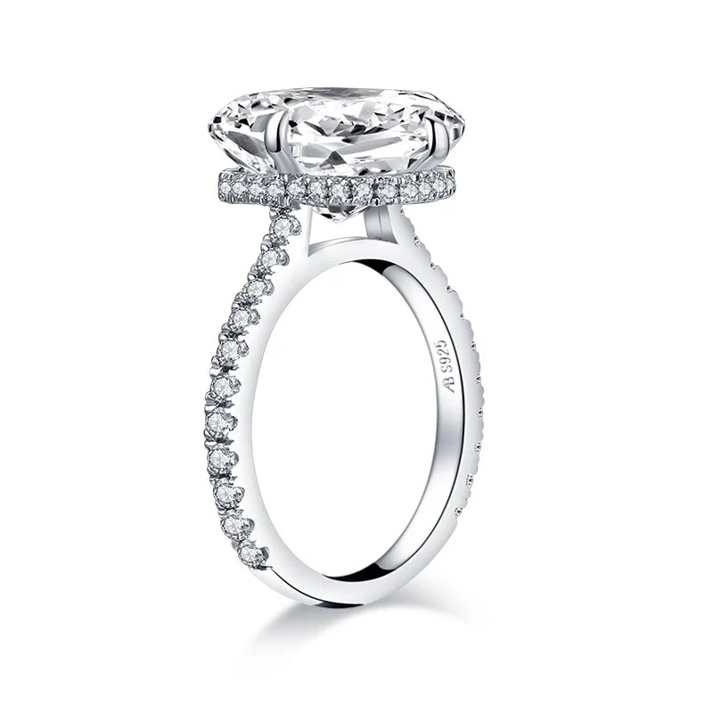 ANZIW  Fashion 925 Sterling Silver 10x14mm Big Cushion Cut Halo Engagement Ring Simulated Diamond Wedding Bridal Ring Jewelry