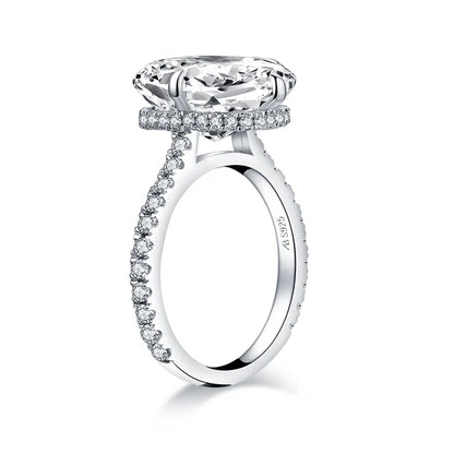 ANZIW  Fashion 925 Sterling Silver 10x14mm Big Cushion Cut Halo Engagement Ring Simulated Diamond Wedding Bridal Ring Jewelry
