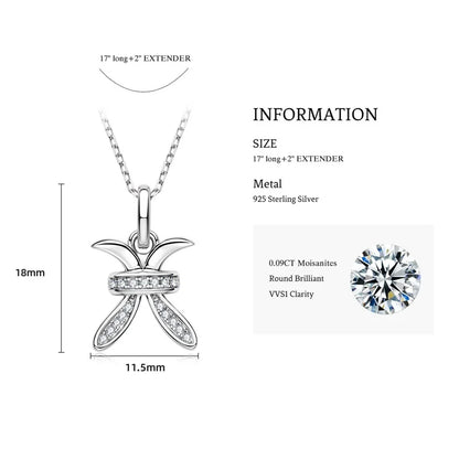 925 Sterling Silver Zodiac Sign 12 Constellation Pendant Micro-Set 1mm Moissanite Necklace Charm For Women Jewelry Birthday Gift
